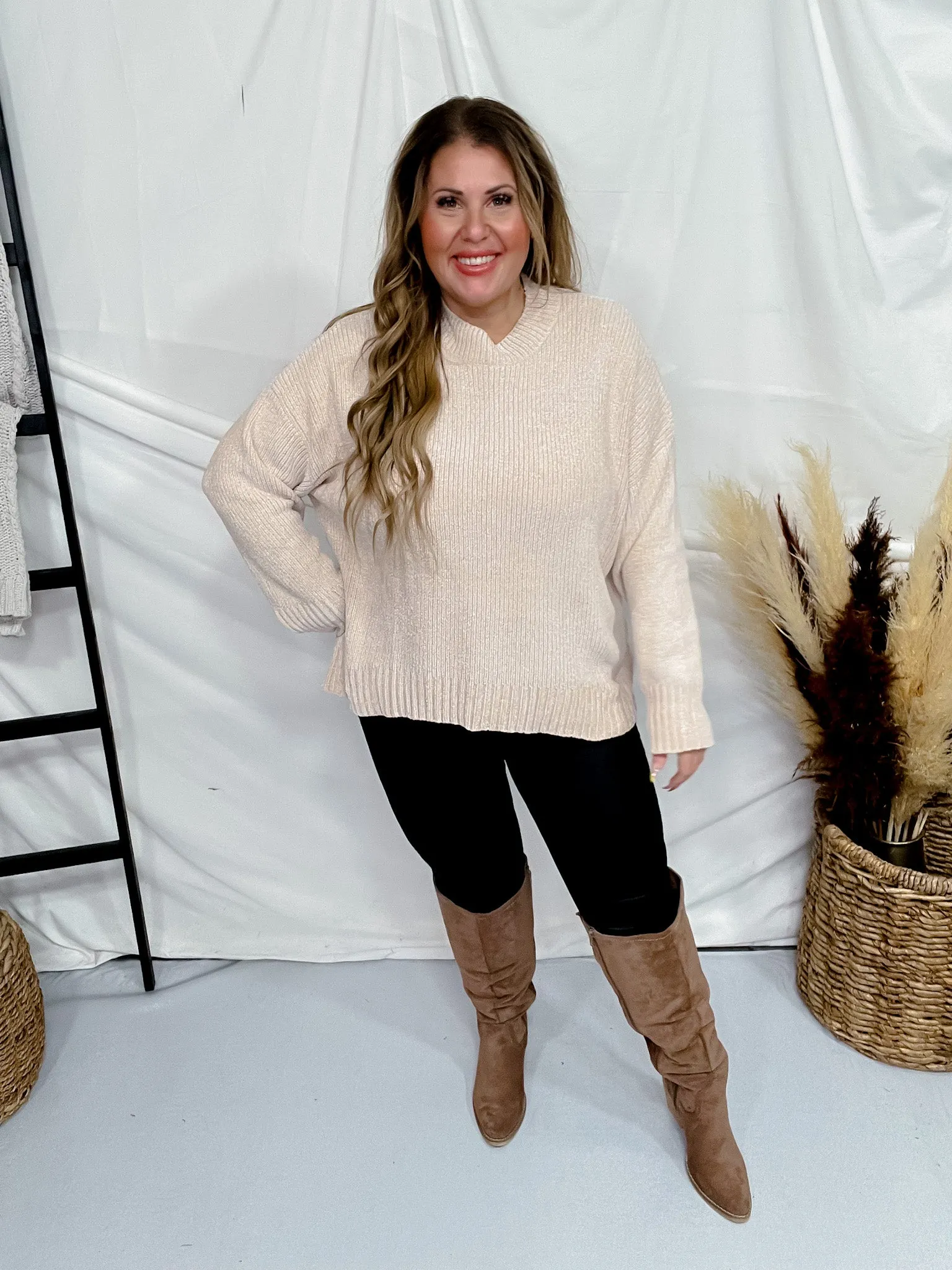 Mock Neck Sweater in Oatmeal