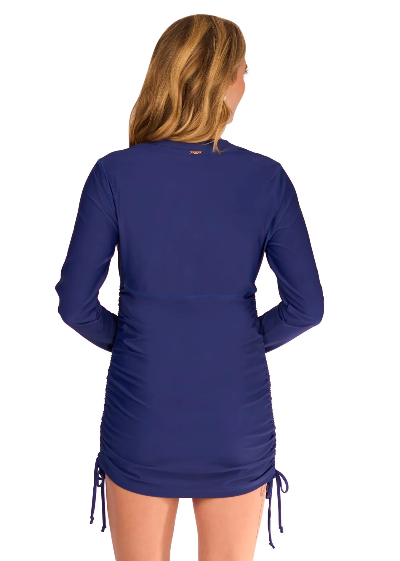 Navy Embroidered Convertible Ruched Rashguard