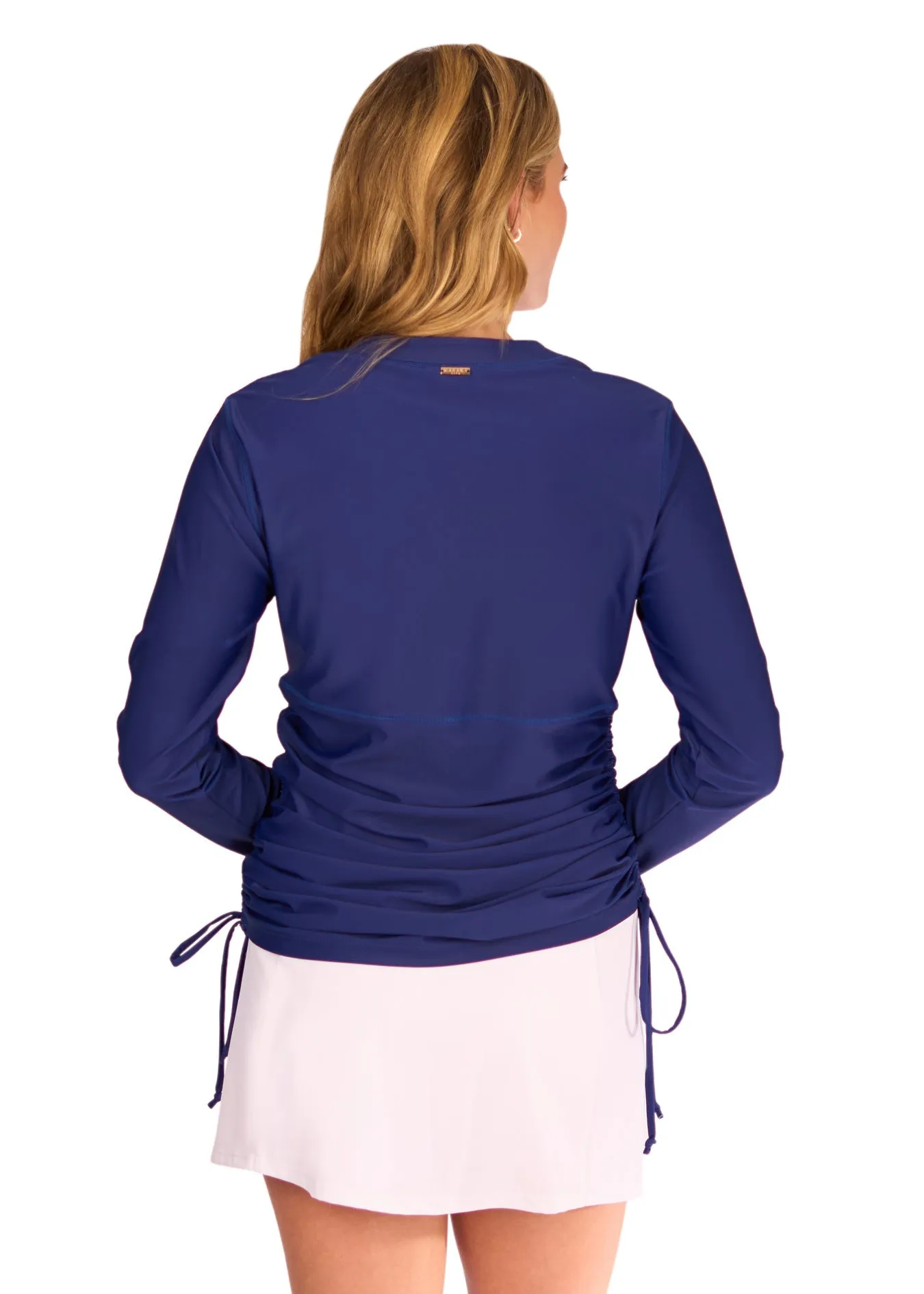 Navy Embroidered Convertible Ruched Rashguard