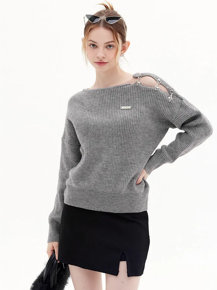 Nvuvu Ribbed Snaps Knit Sweater