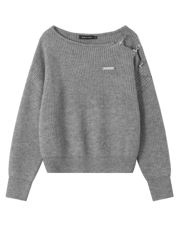 Nvuvu Ribbed Snaps Knit Sweater