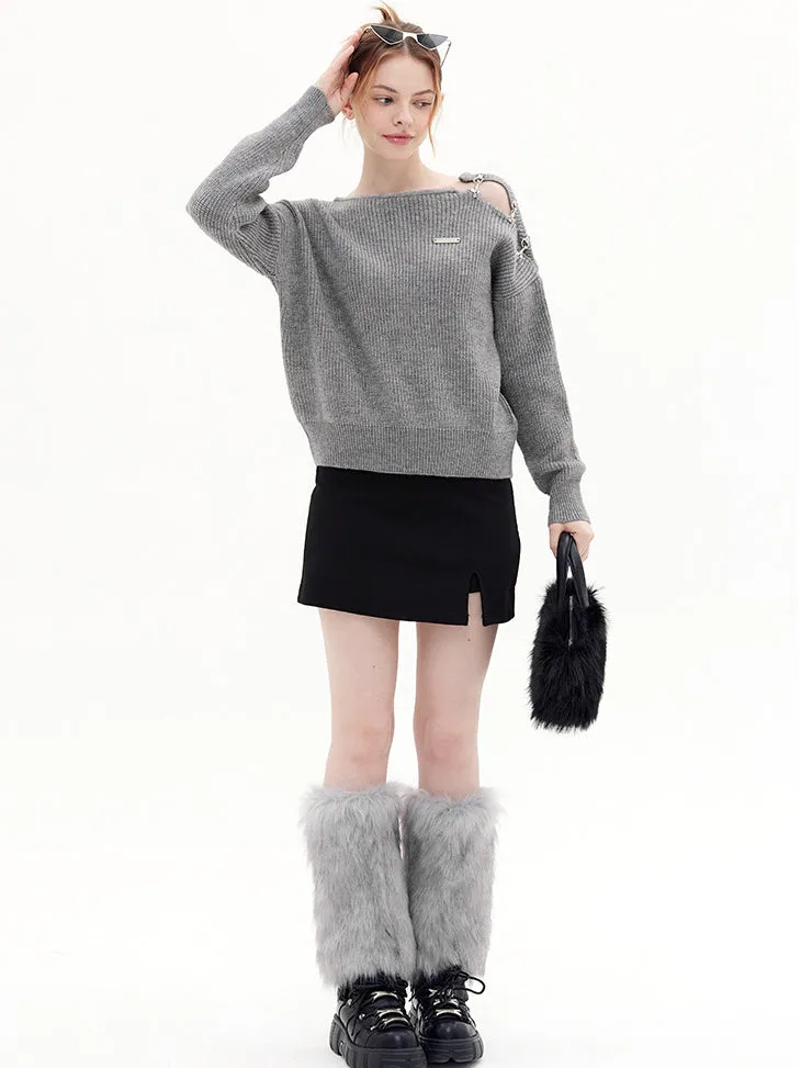 Nvuvu Ribbed Snaps Knit Sweater