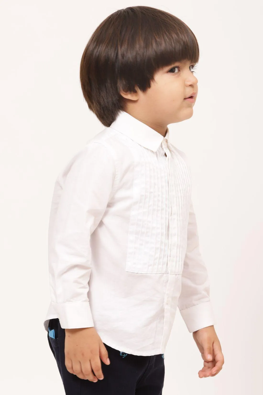 One Friday Baby Boys Off White Woven Cotton Shirt