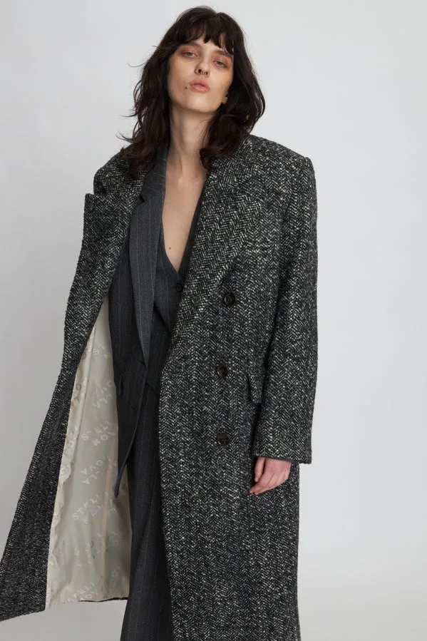 Oversized Black Woven Tailored Coat