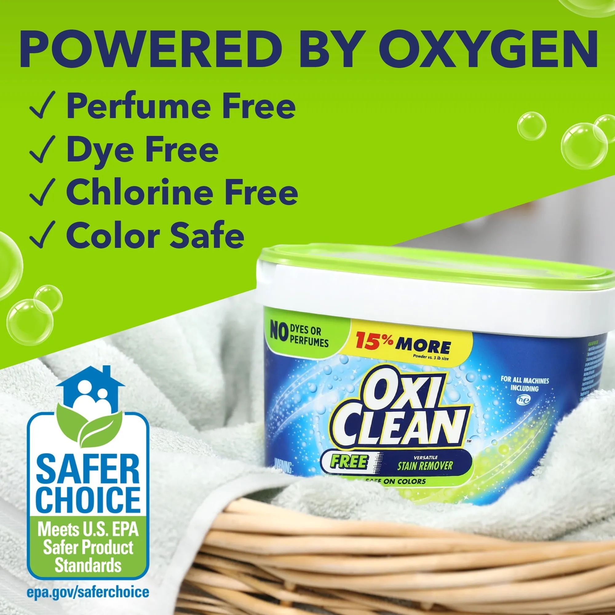 OxiClean Free Versatile Stain Remover Powder, 3 lb