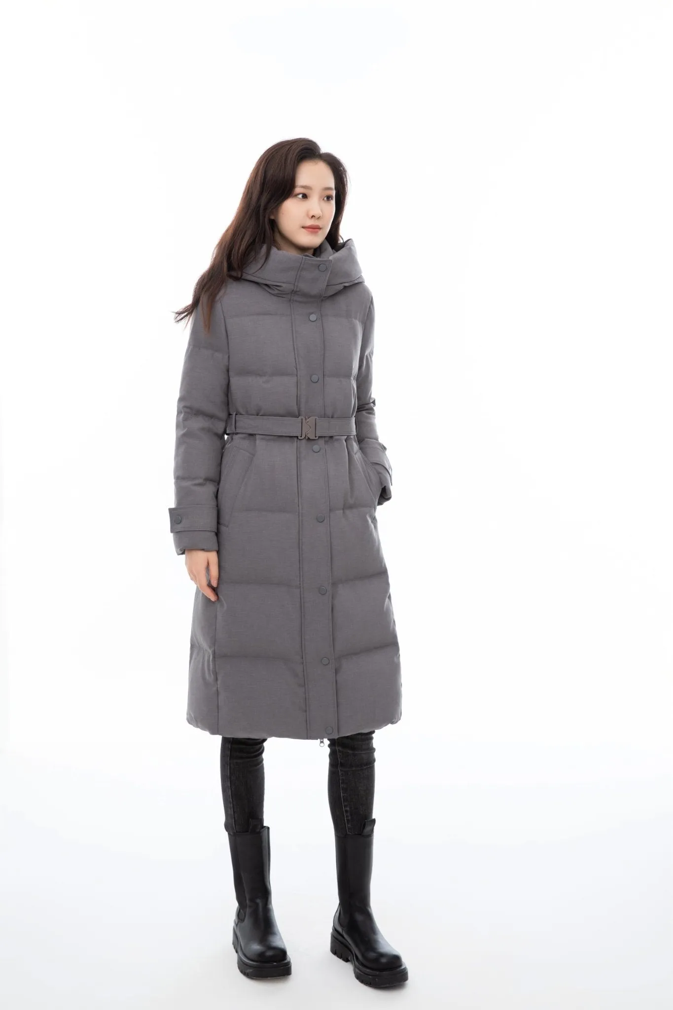 Premium Grey Long Down Jacket