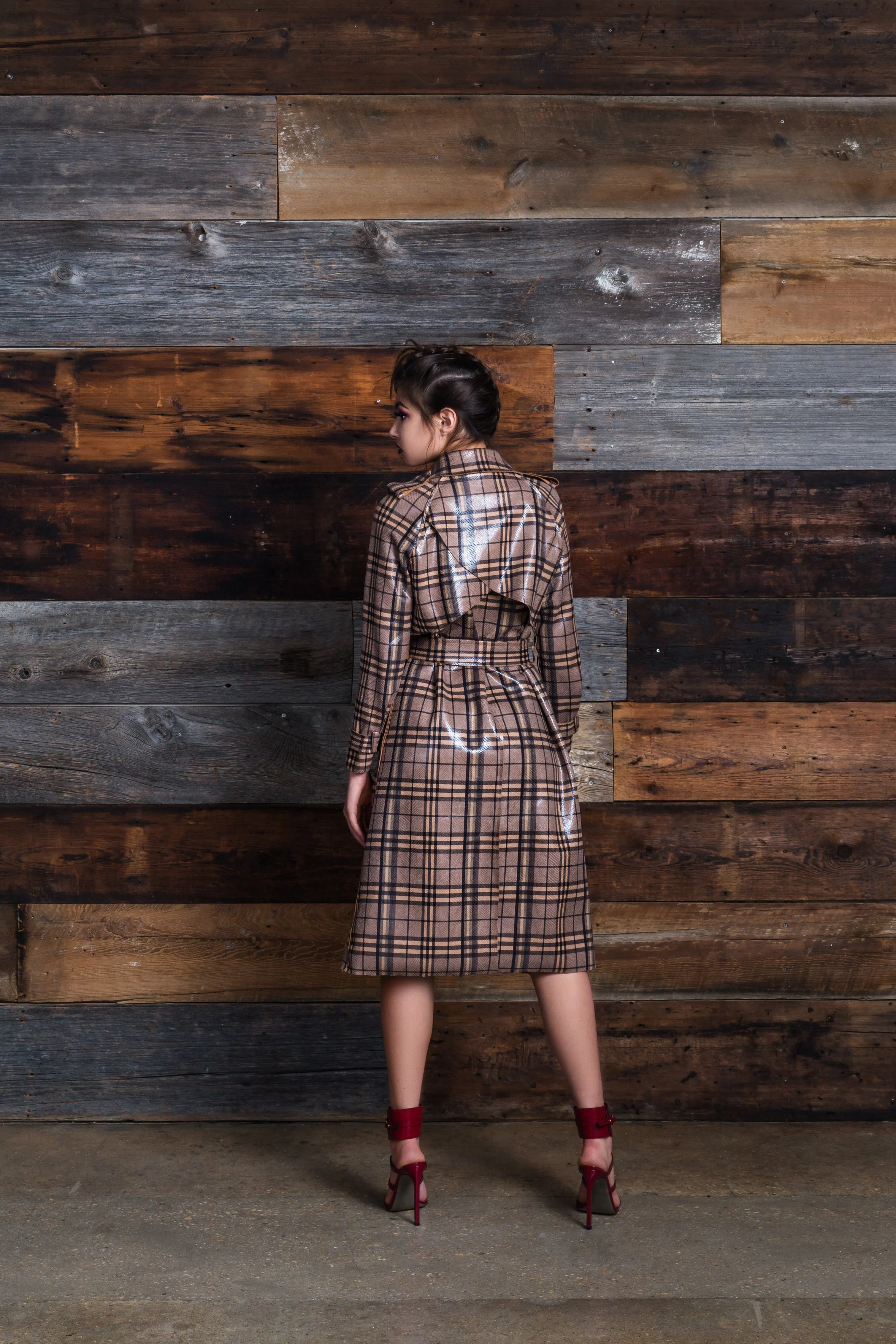 "Victoria" Plaid Trench Coat