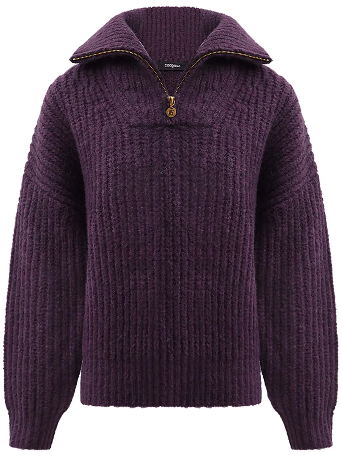 Retro Half-zip Purple Knit Top