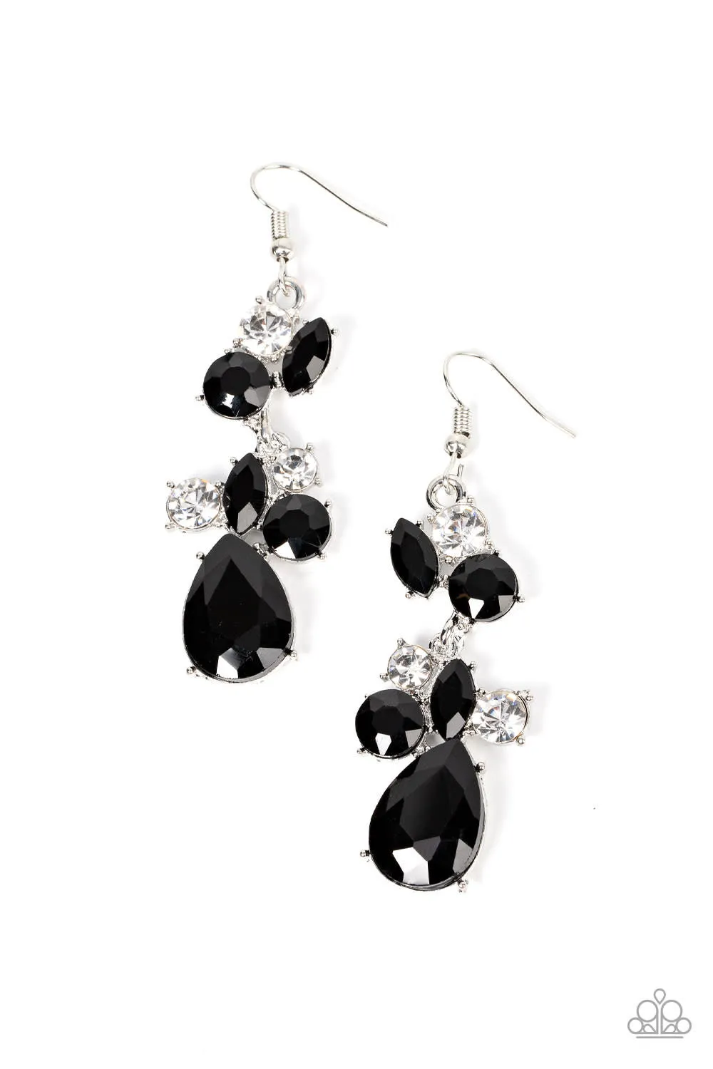 Rhinestone Reveler - Black Earrings - Paparazzi Accessories