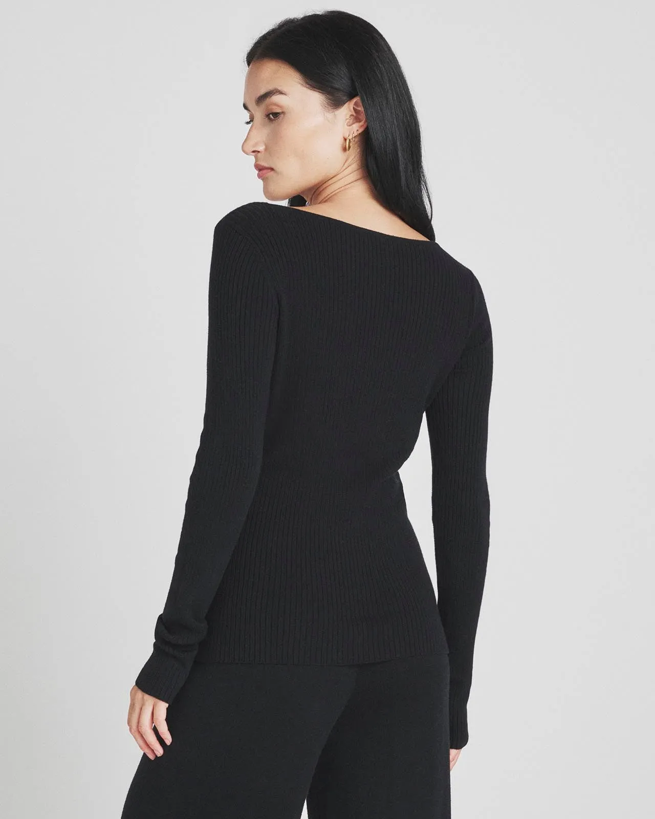 Ribbed Loopknit LYR Twist-Front Top