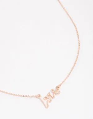 Rose Gold Cursive Love Pendant Necklace