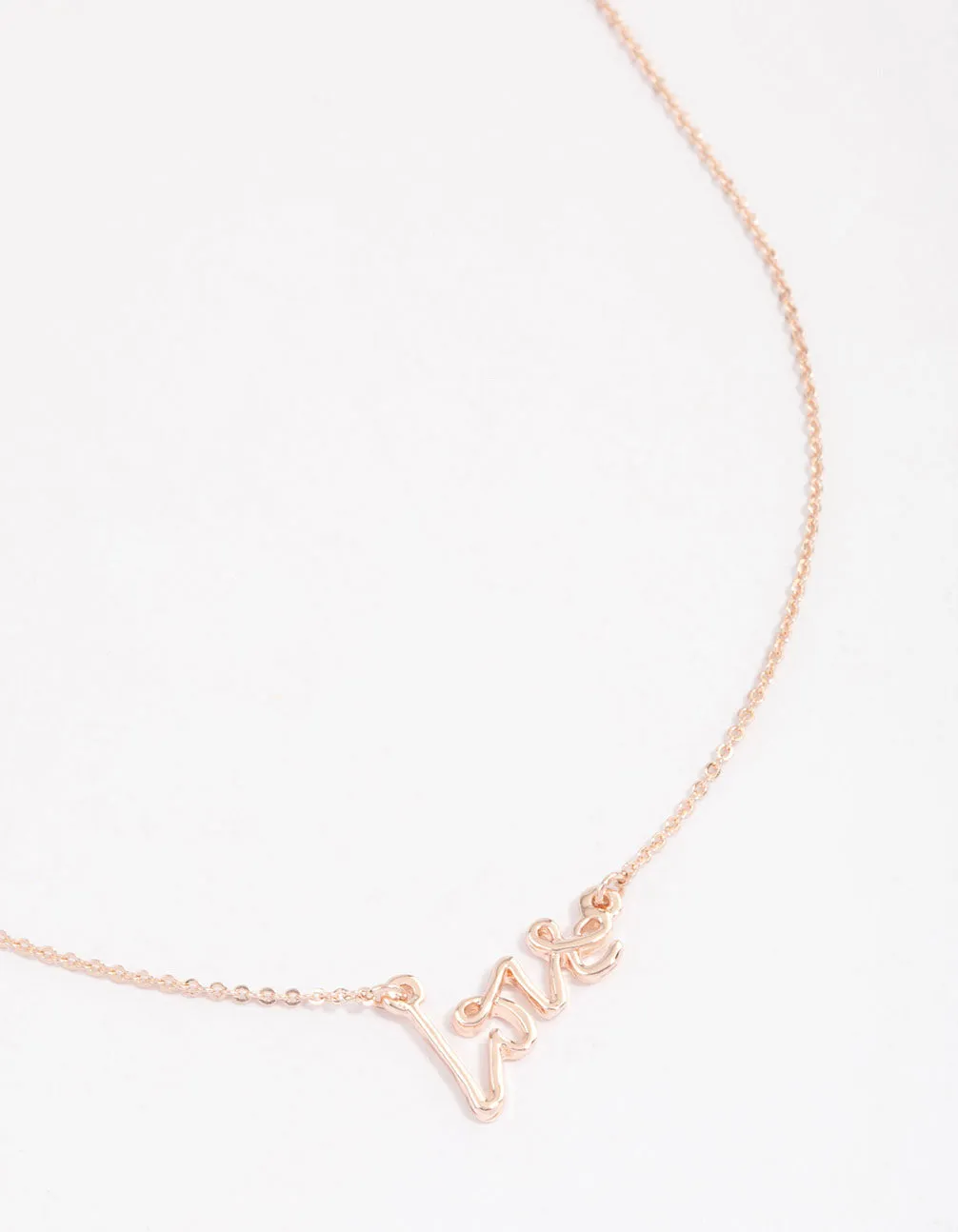 Rose Gold Cursive Love Pendant Necklace