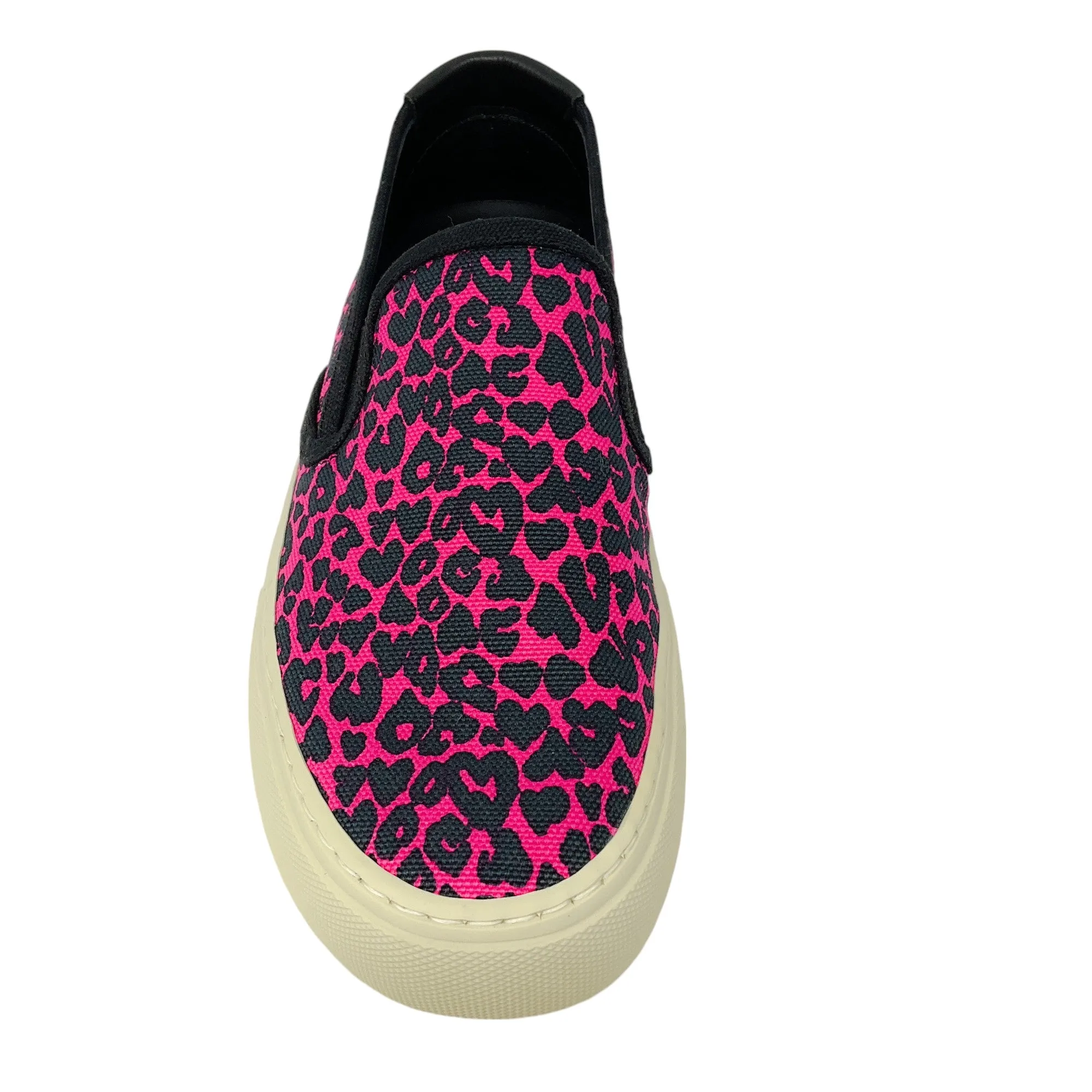 Saint Laurent Pink / Black Printed Canvas Slip-On Sneakers