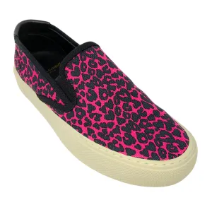 Saint Laurent Pink / Black Printed Canvas Slip-On Sneakers