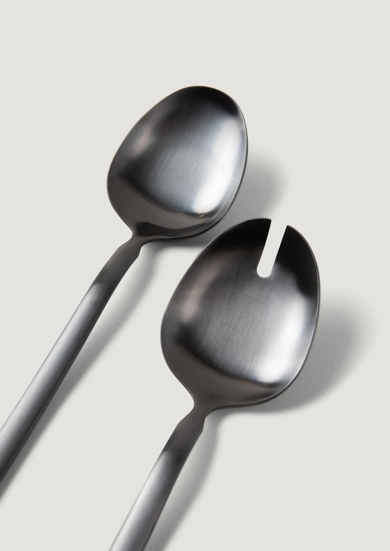 Set of 2 Stainless Steel Salad Serving Spoons in Matte Black