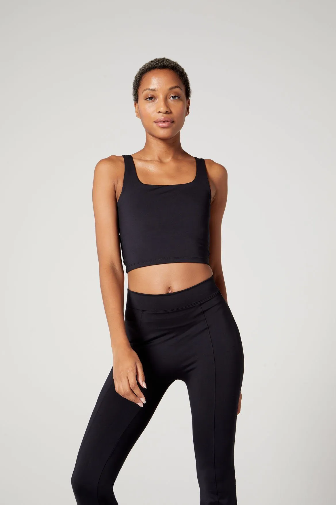 Thalia Cropped Tank Jet Black