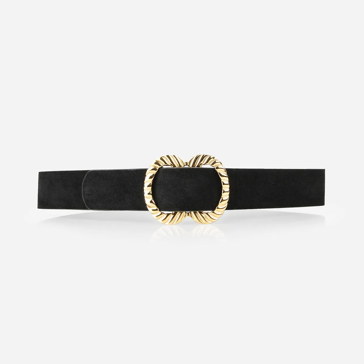 The Infinite Belt Gold Black Suede