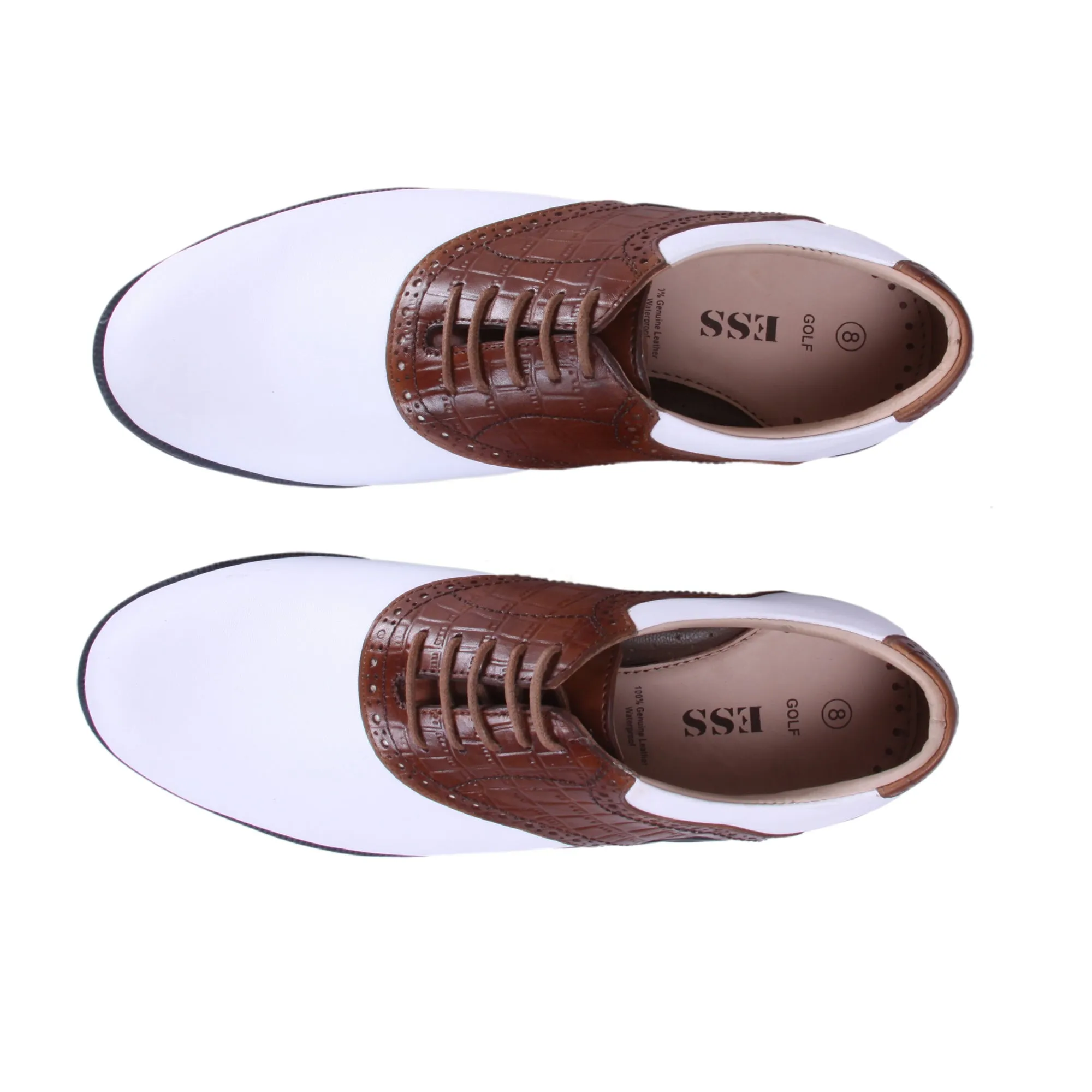 Tiger White & Tan Golf Shoes