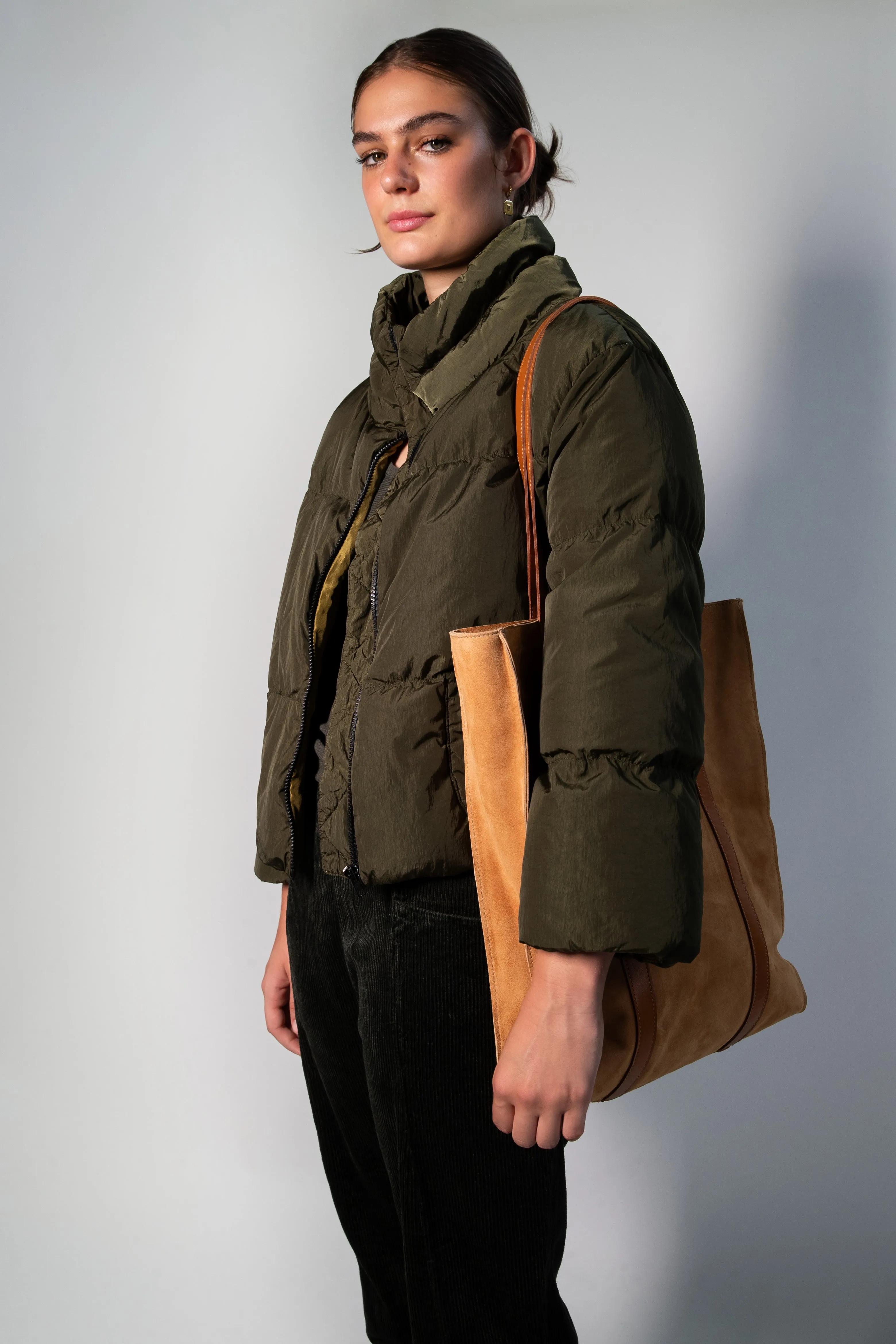 Transit Par Such Cropped Puffer Jacket in Khaki