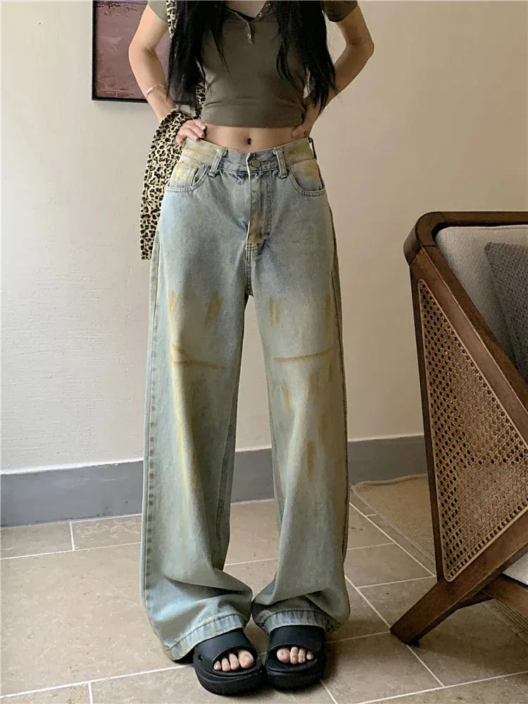 Vintage High Street Casual Wide Leg Jeans