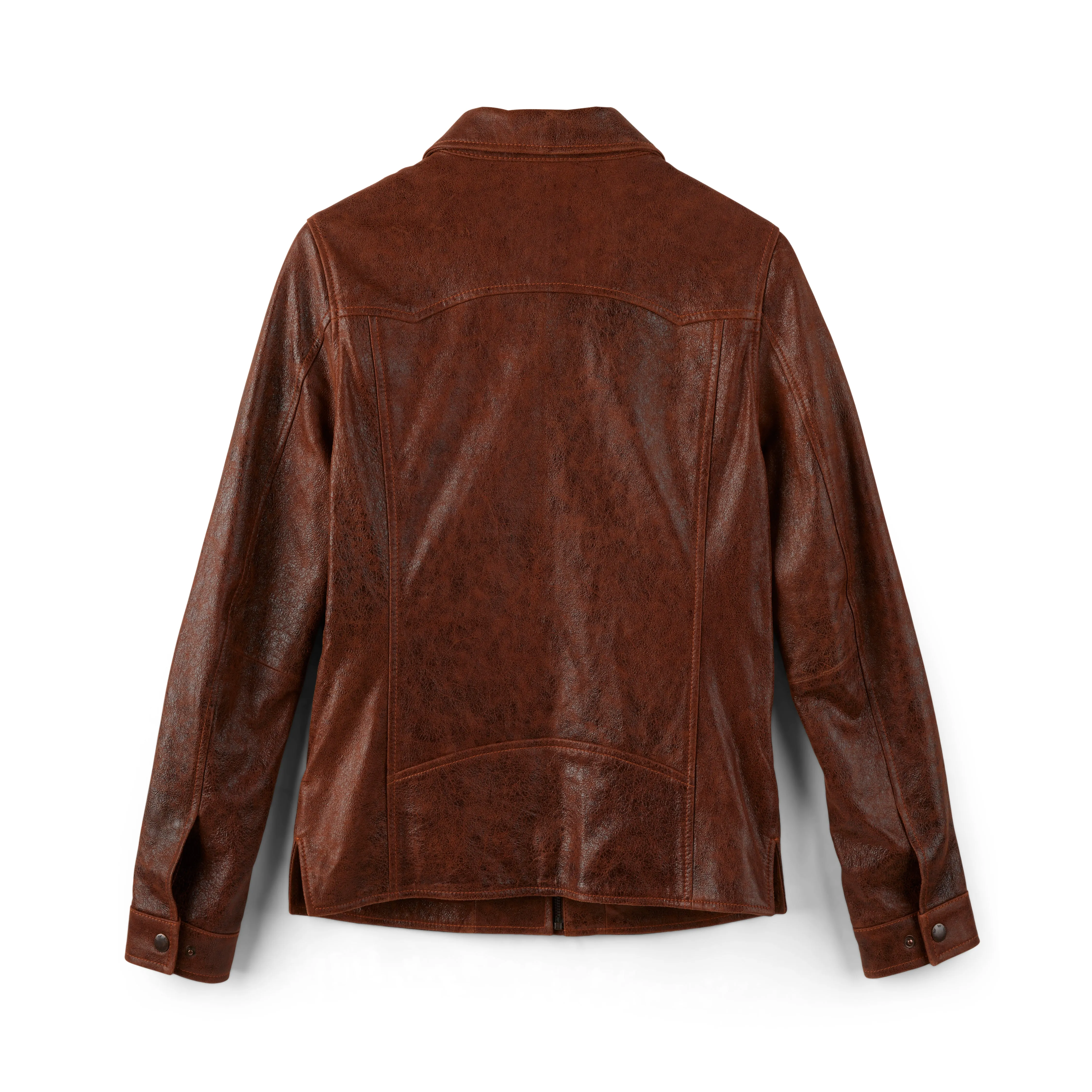 Women's Distressed Zip Leather Jacket